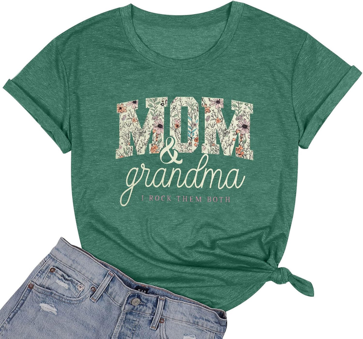 Grandma Shirts for Women Mom Grandma Great Grandma Graphic Tshirts Grandmom Gifts Tops Casual Gigi Tees Shirt - A-green