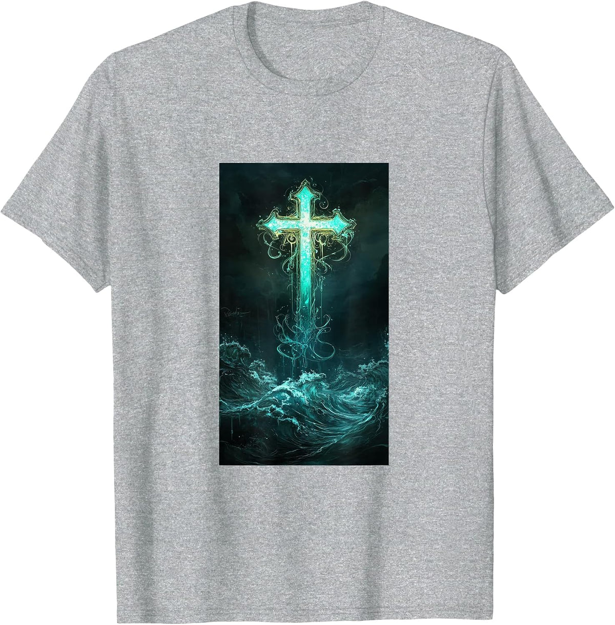 Gothic Cross Grunge Aesthetic Y2k Goth Christian T-Shirt - Heather Grey
