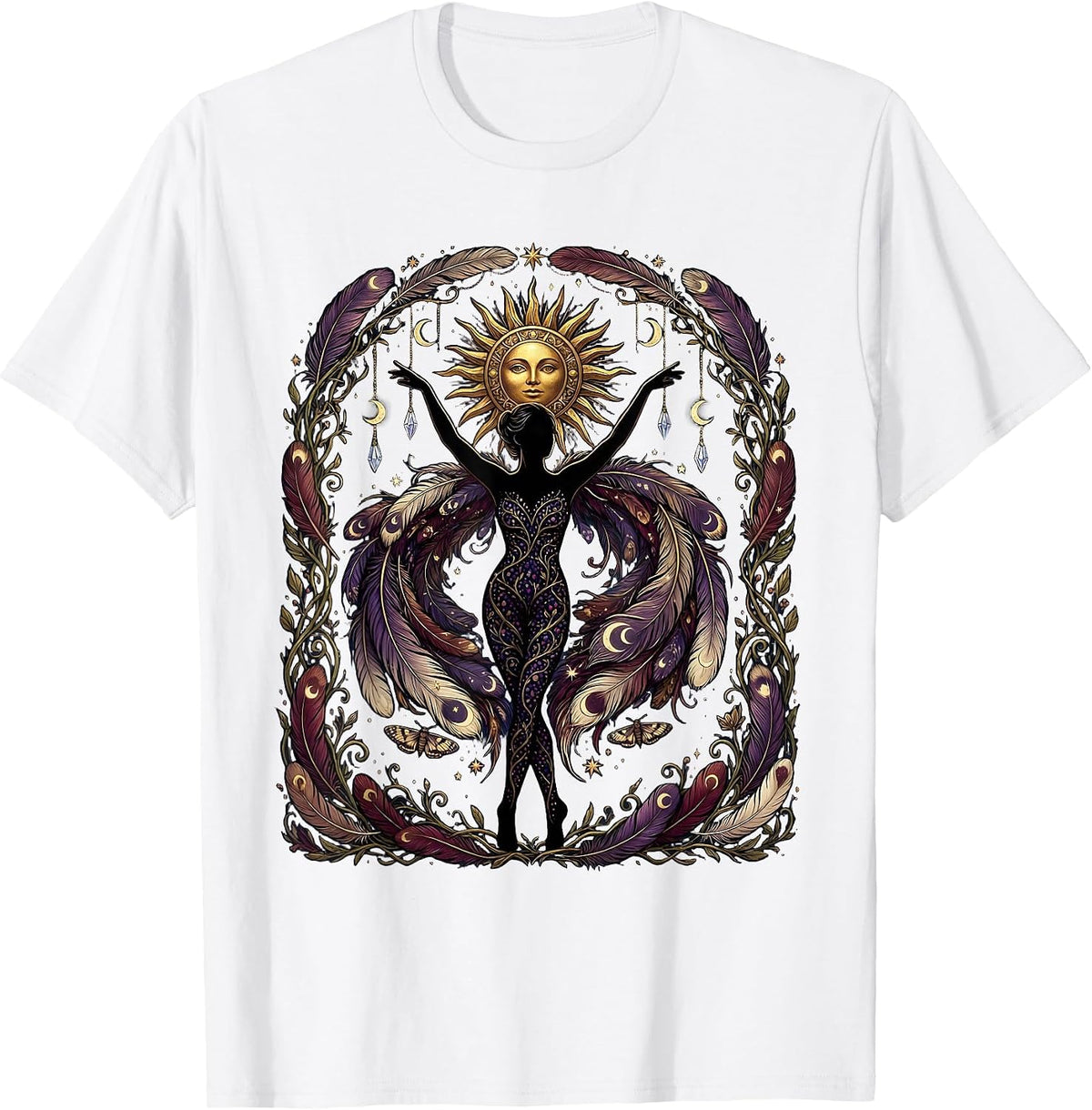 Men's Mardi Gras Dancing Feathered Boa Silhouette T-Shirt - White