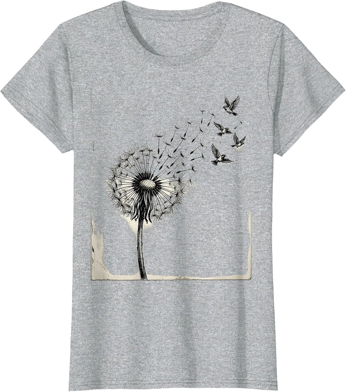 Women's Dandelion Birds Suicide Prevention Awareness T-Shirt - Heather Grey