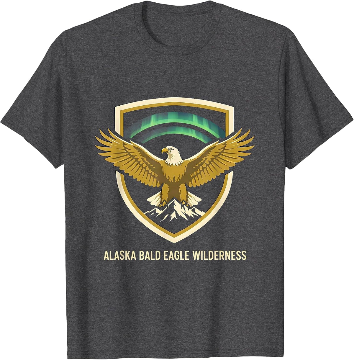Alaska Bald Eagle Wilderness Vintage State Pride Emblem T-Shirt - Dark Heather Grey