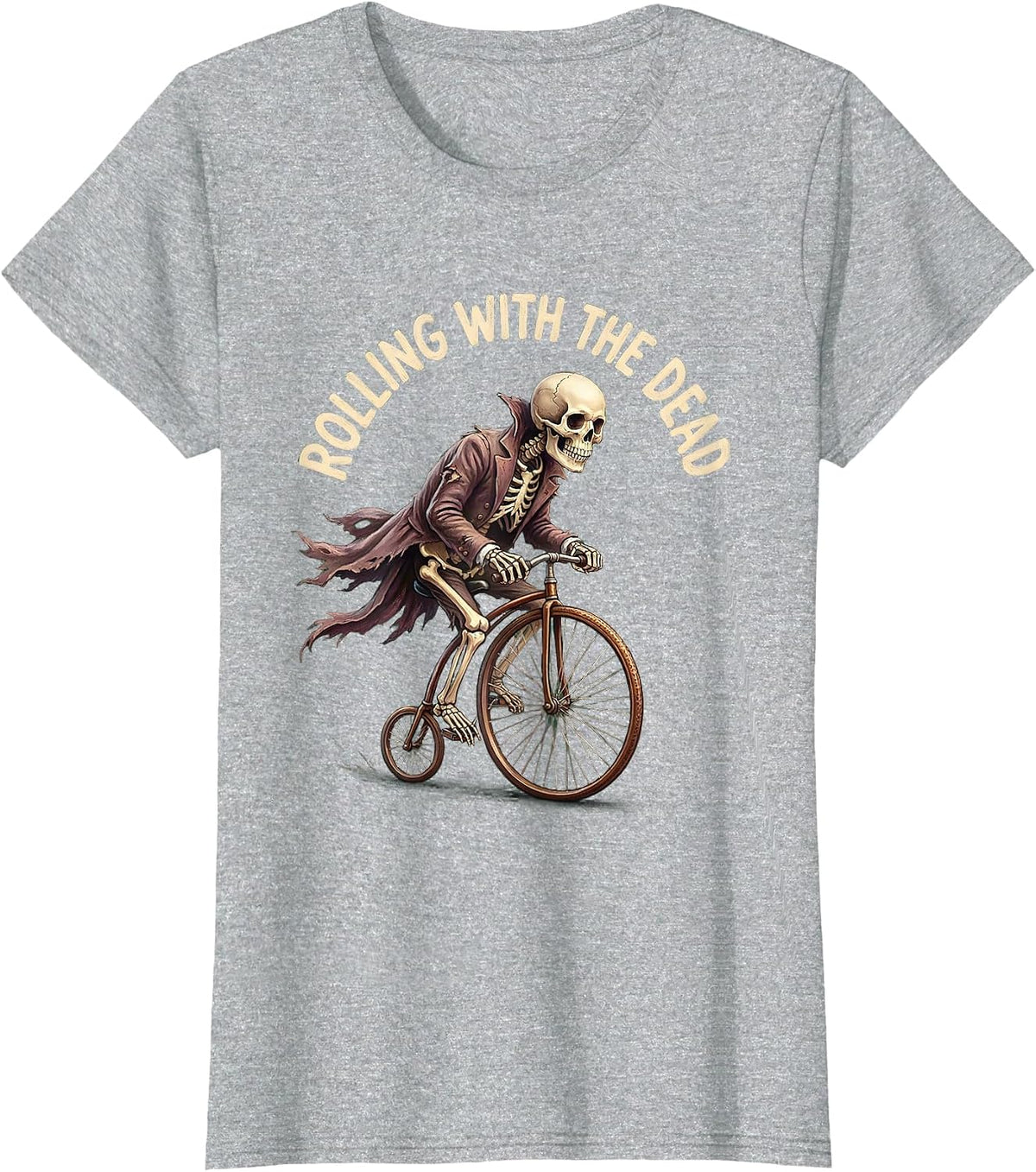 Rolling with the Dead Undead Graphic Design T-Shirt - Heather Grey