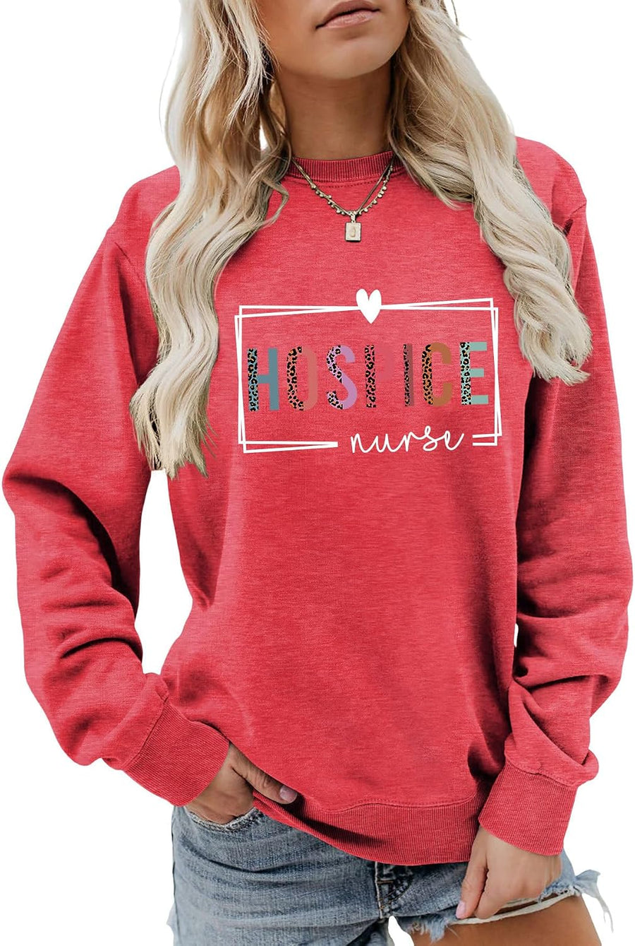 Hospice Nurse T-Shirt Women Casual Short Sleeve Tops Summer Loose Tee Shirts - Red