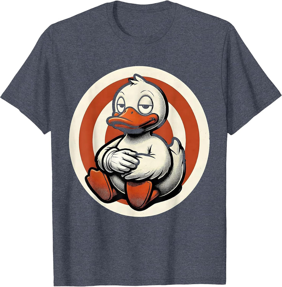 Retro Cartoon Duck Humor Novelty Gift T-Shirt - Heather Blue