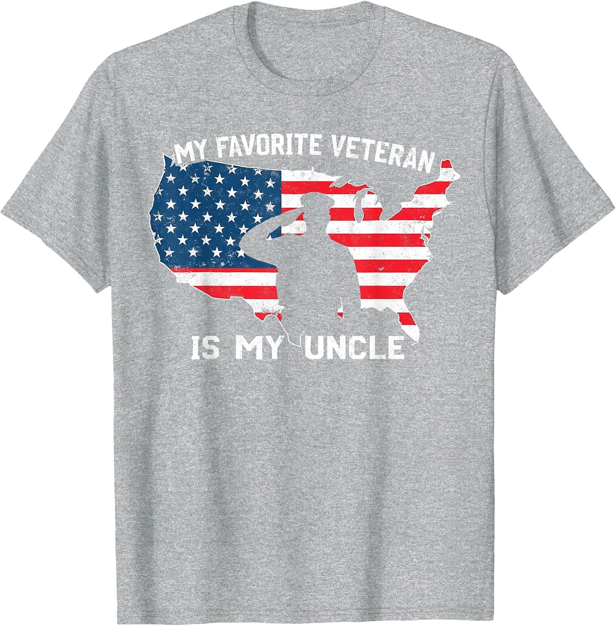 My Favorite Veteran is My Uncle US Flag Veterans Day Tee T-Shirt - Heather Grey
