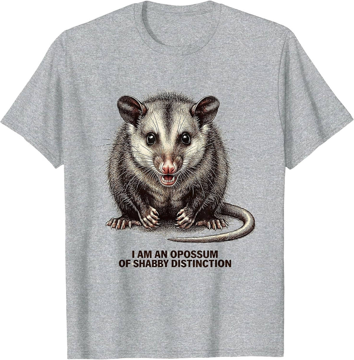 Men's I Am An Opossum Of Shabby Distinction Funny Opossum Meme T-Shirt - Heather Grey