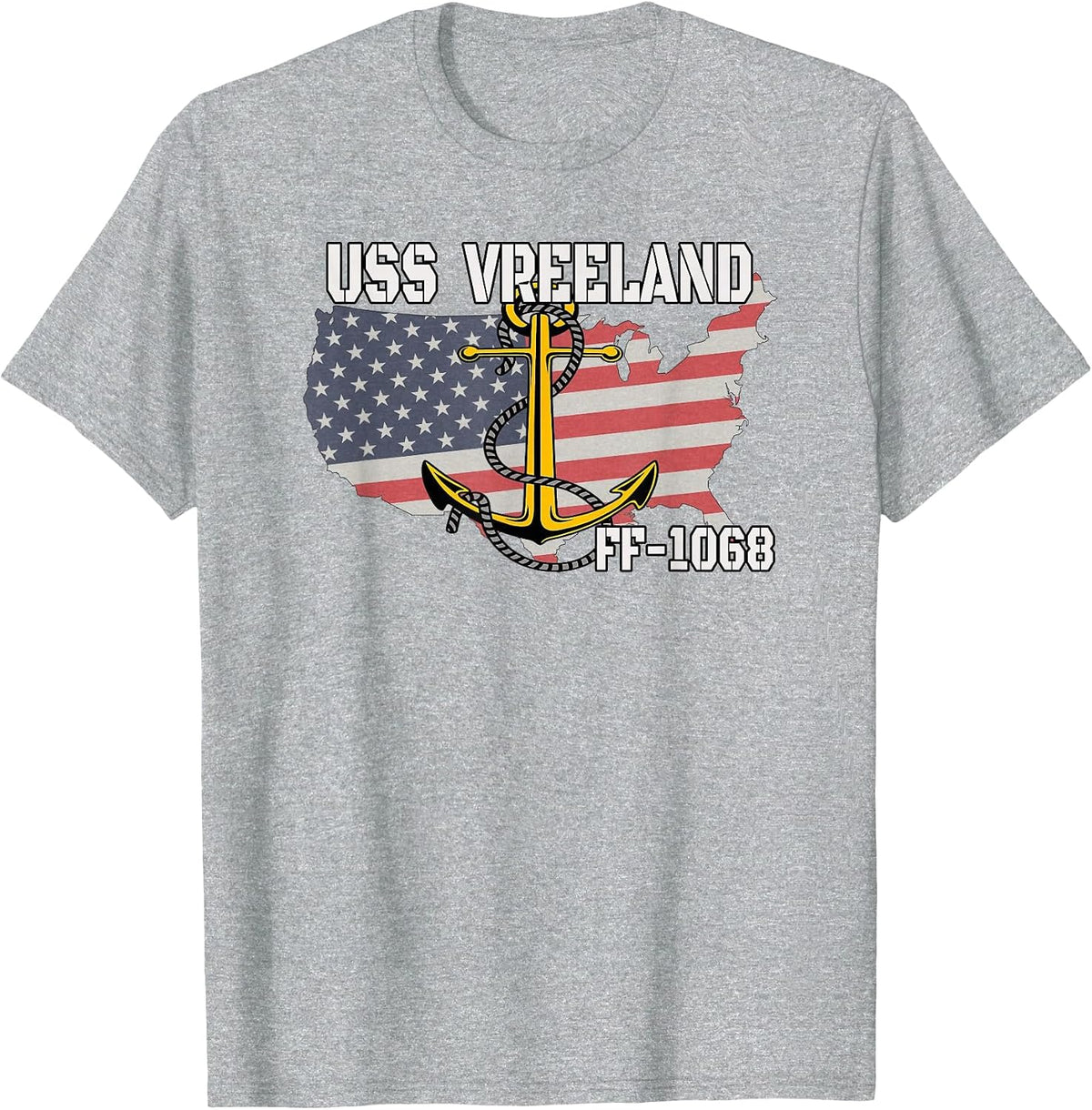 USS Vreeland FF-1068 Frigate Veterans Son Father Grandpa Dad T-Shirt - Heather Grey