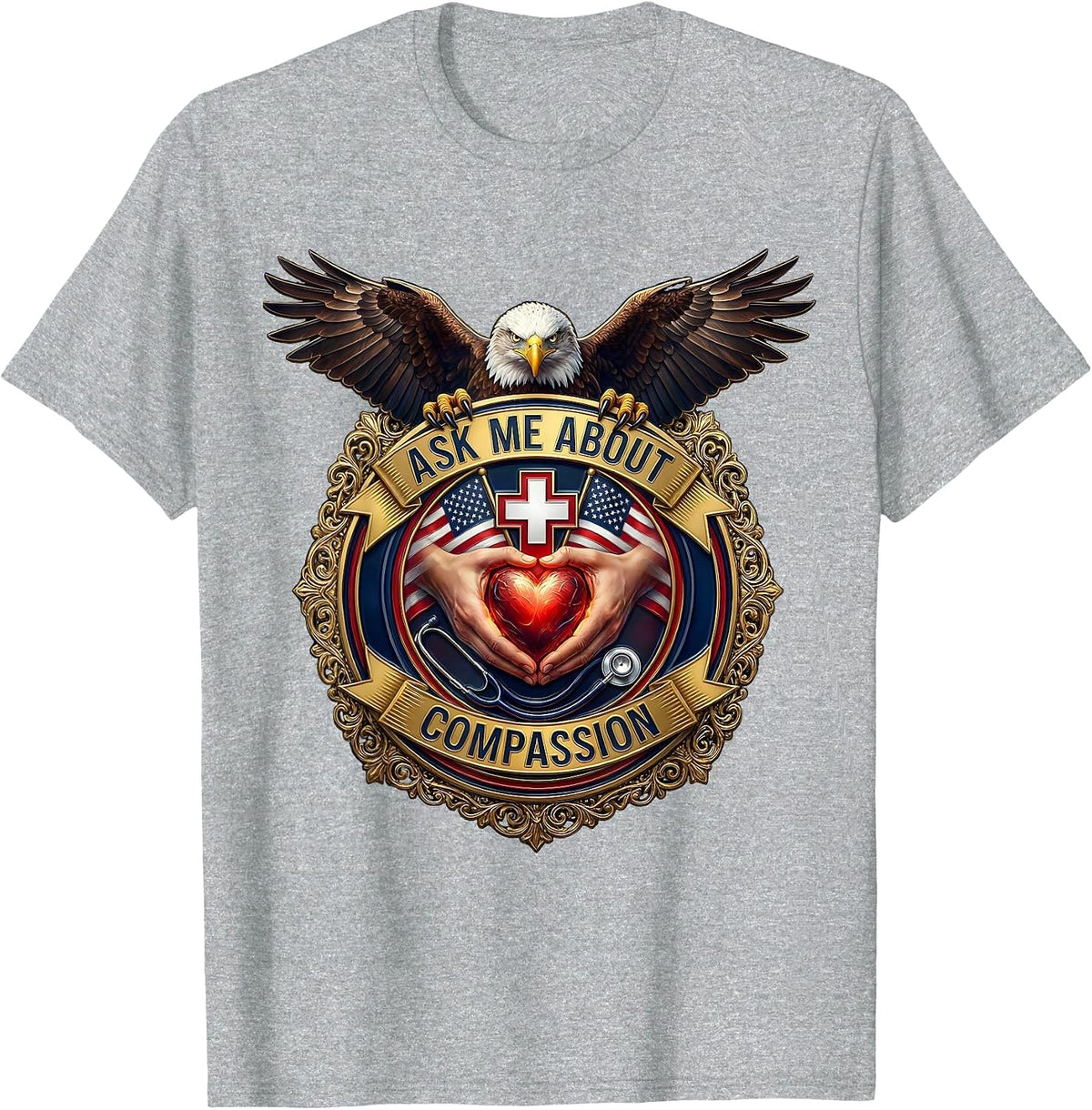 Men's Ask Me About Compassion Inspirational Design T-Shirt - Heather Grey