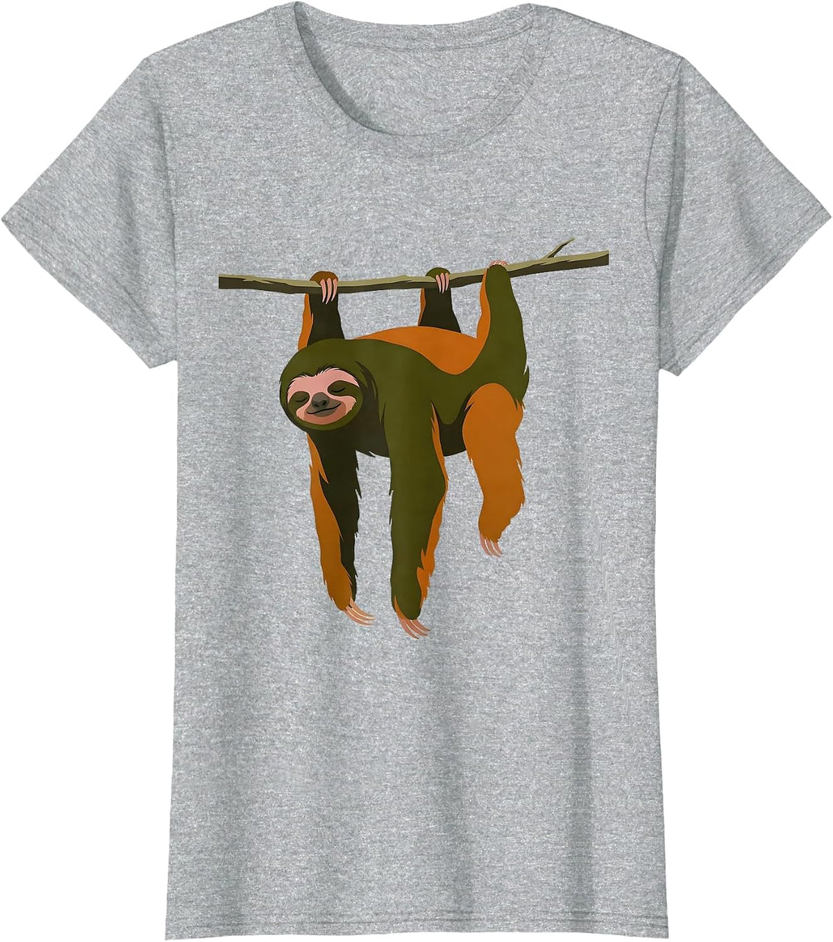 Sloth Hanging Relaxed Funny Animal Lover Gift T-Shirt - Heather Grey