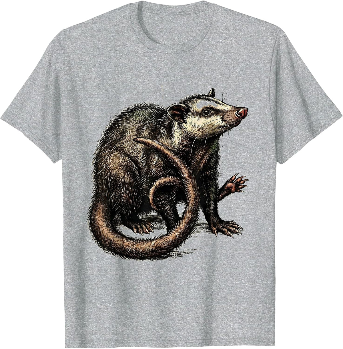 Men's Self-Tangled Opossum Vintage Animal Meme Humor T-Shirt - Heather Grey