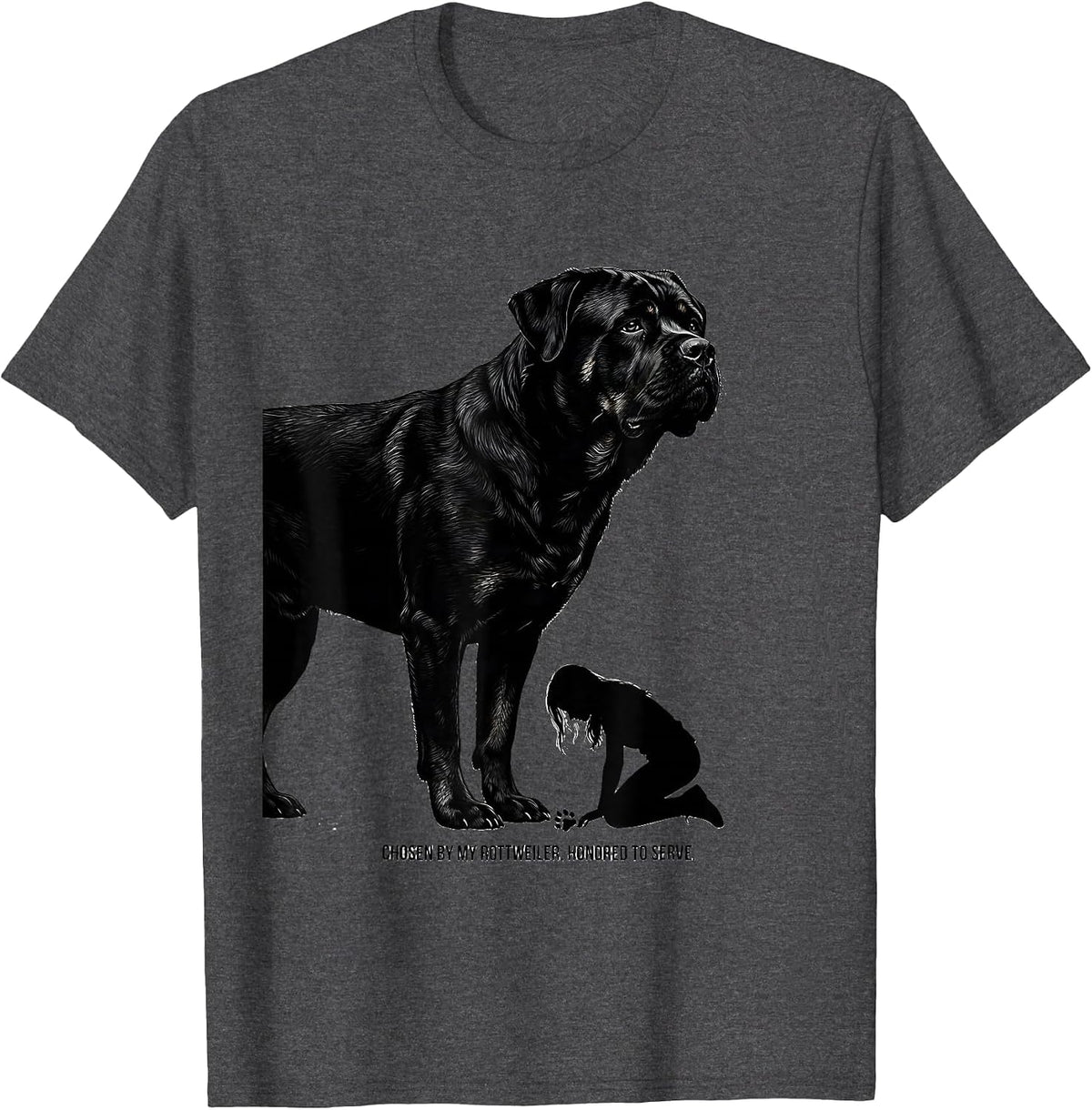 Men's Chosen By My Rottweiler, Honored To Serve Funny Dog Lover T-Shirt - Dark Heather Grey
