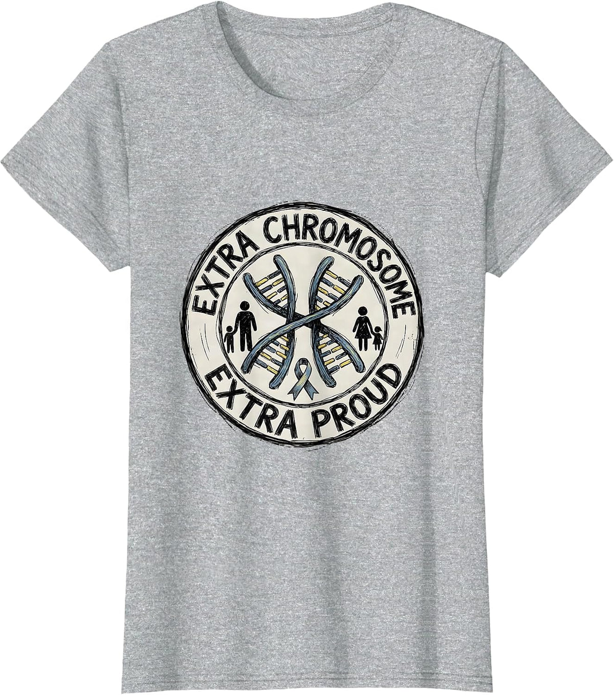 Women's Extra Chromosome Extra Proud Inspirational Down Syndrome T-Shirt - Heather Grey