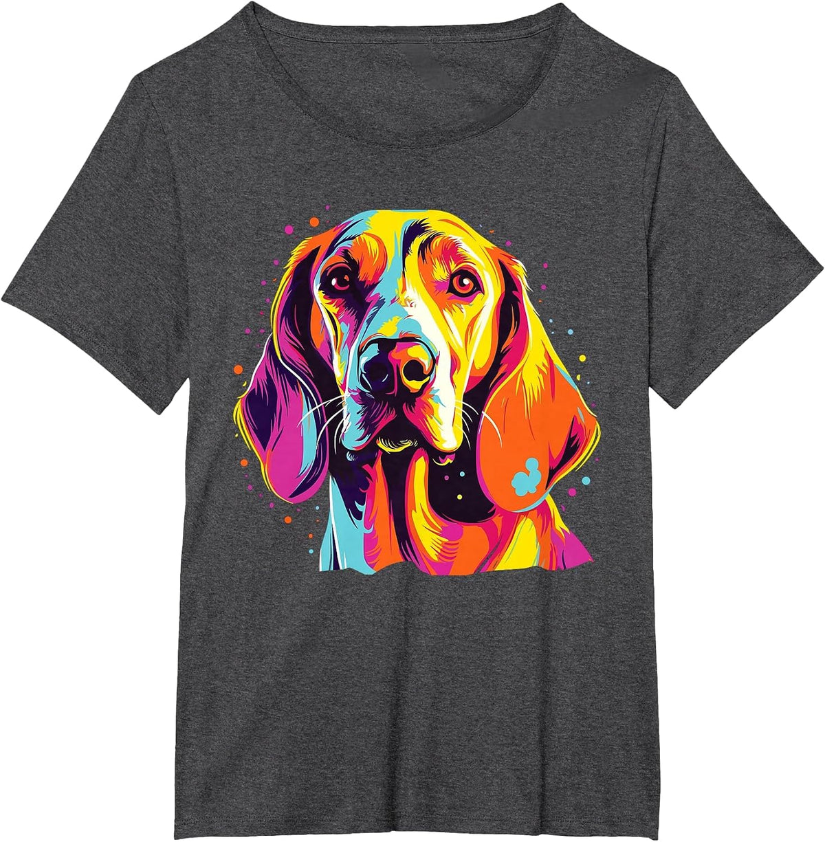 Watercolor Colorful English Foxhound Dog T-Shirt - Dark Heather Grey
