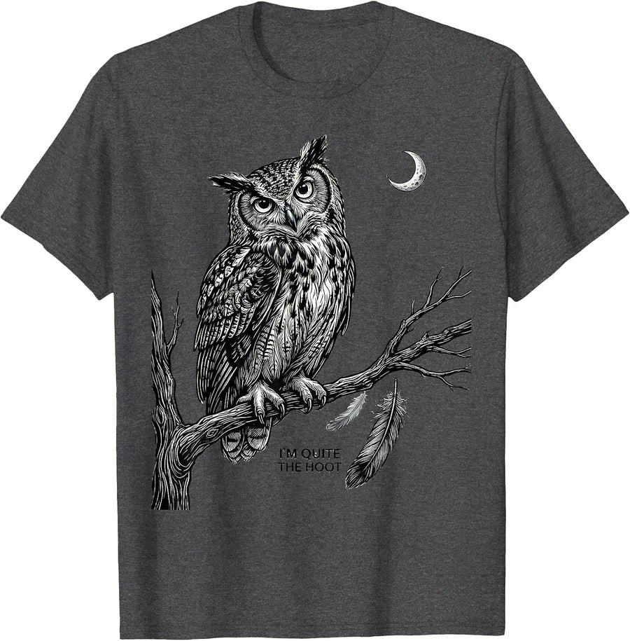Men's I'm Quite The Hoot Funny Owl Lover Bird Humor T-Shirt - Dark Heather Grey