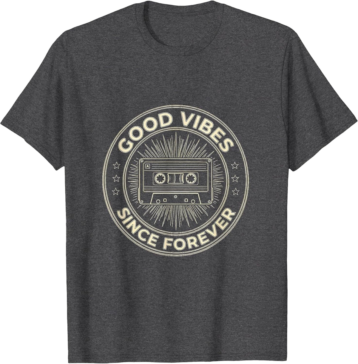 Good Vibes Since Forever Retro Design T-Shirt - Dark Heather Grey