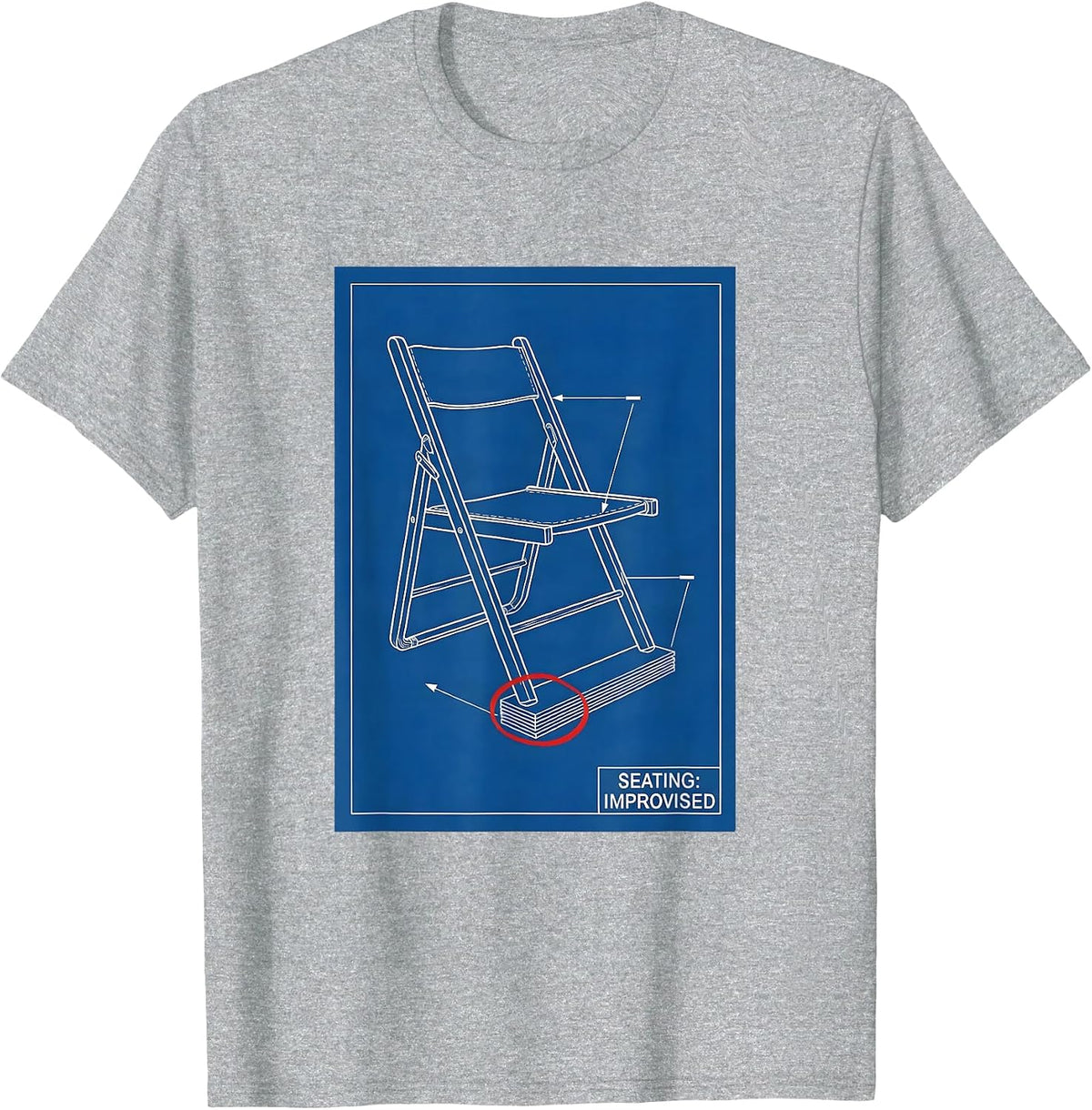 Men's Seating: Improvised Technical Blueprint Funny Friendsgiving T-Shirt - Heather Grey