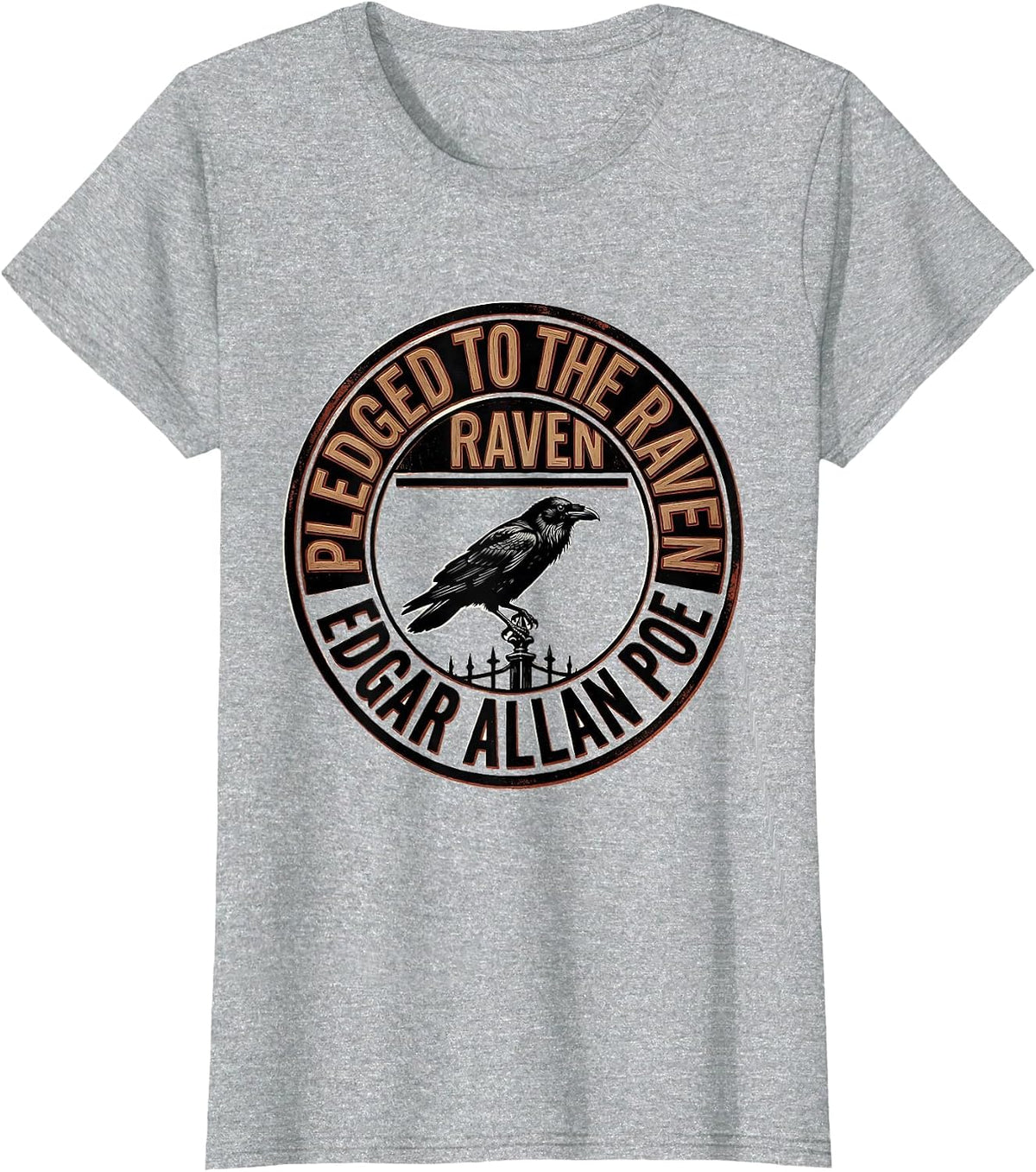 Pledged to the Raven Edgar Allan Poe Gothic Literary Fan T-Shirt - Heather Grey