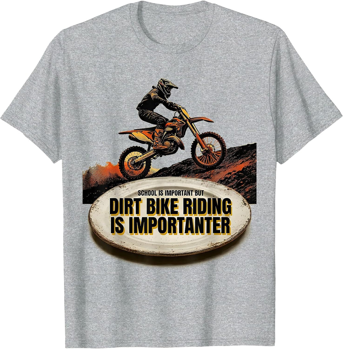 Men's School Is Important But Dirt Bike Riding Is Importanter T-Shirt - Heather Grey