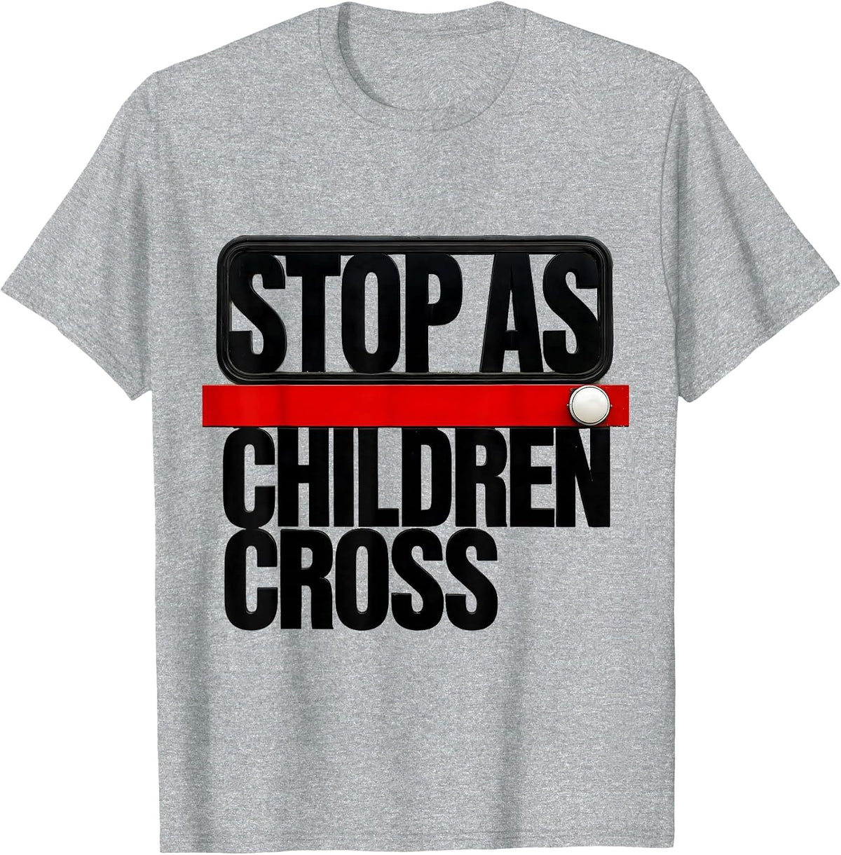 Men's STOP AS CHILDREN CROSS Brutalist Bus Driver Safety Week T-Shirt - Heather Grey