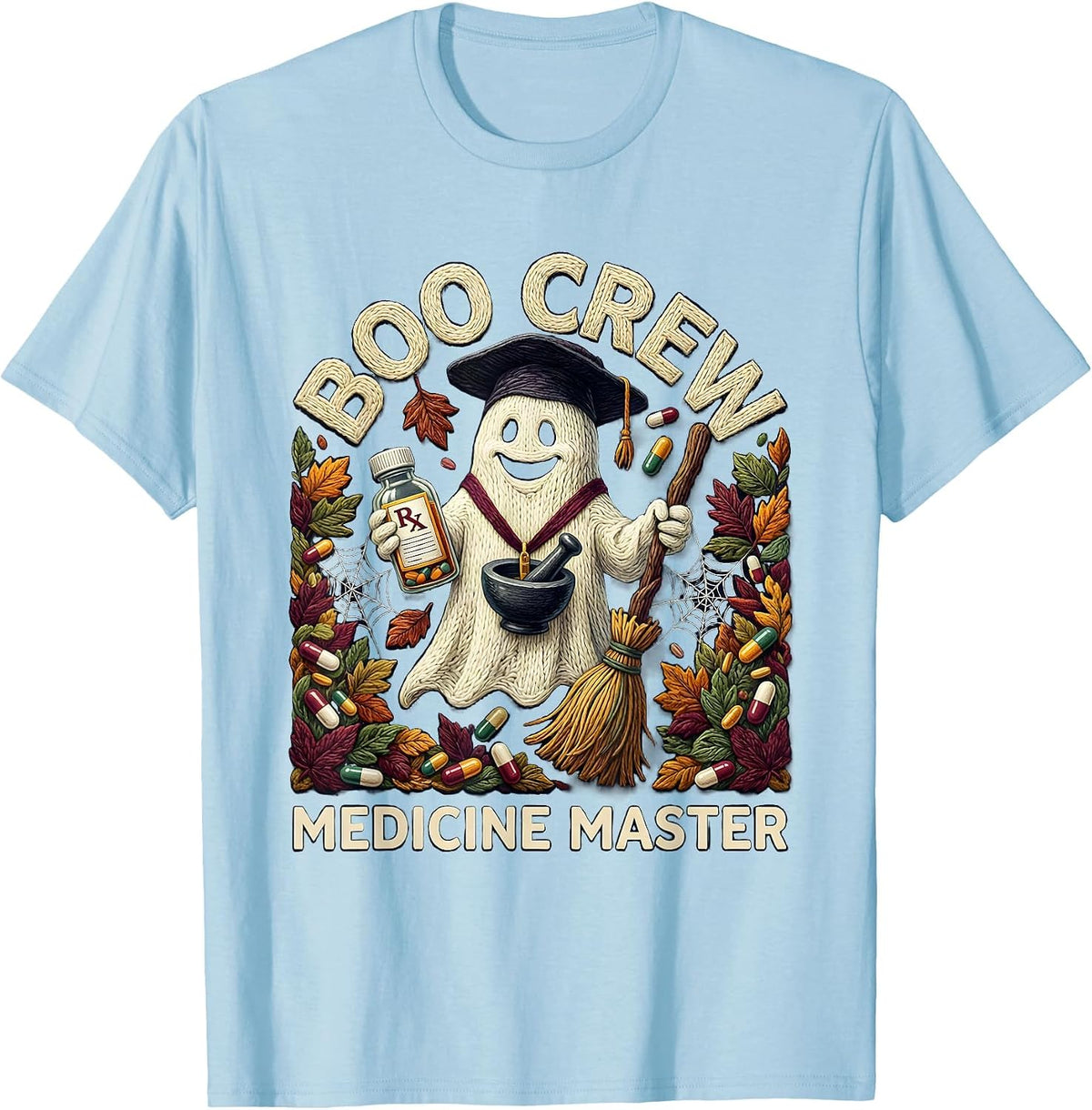 Men's Boo Crew Medicine Master Halloween Design T-Shirt - Baby Blue