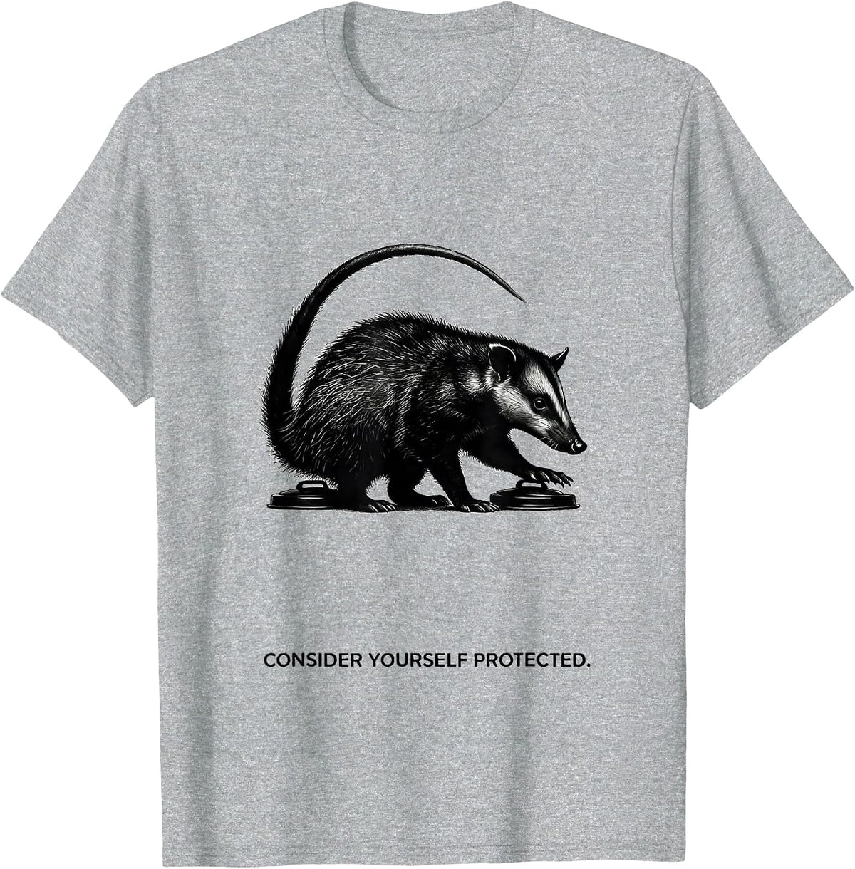 Men's Consider Yourself Protected Minimalist Opossum Meme Humor T-Shirt - Heather Grey
