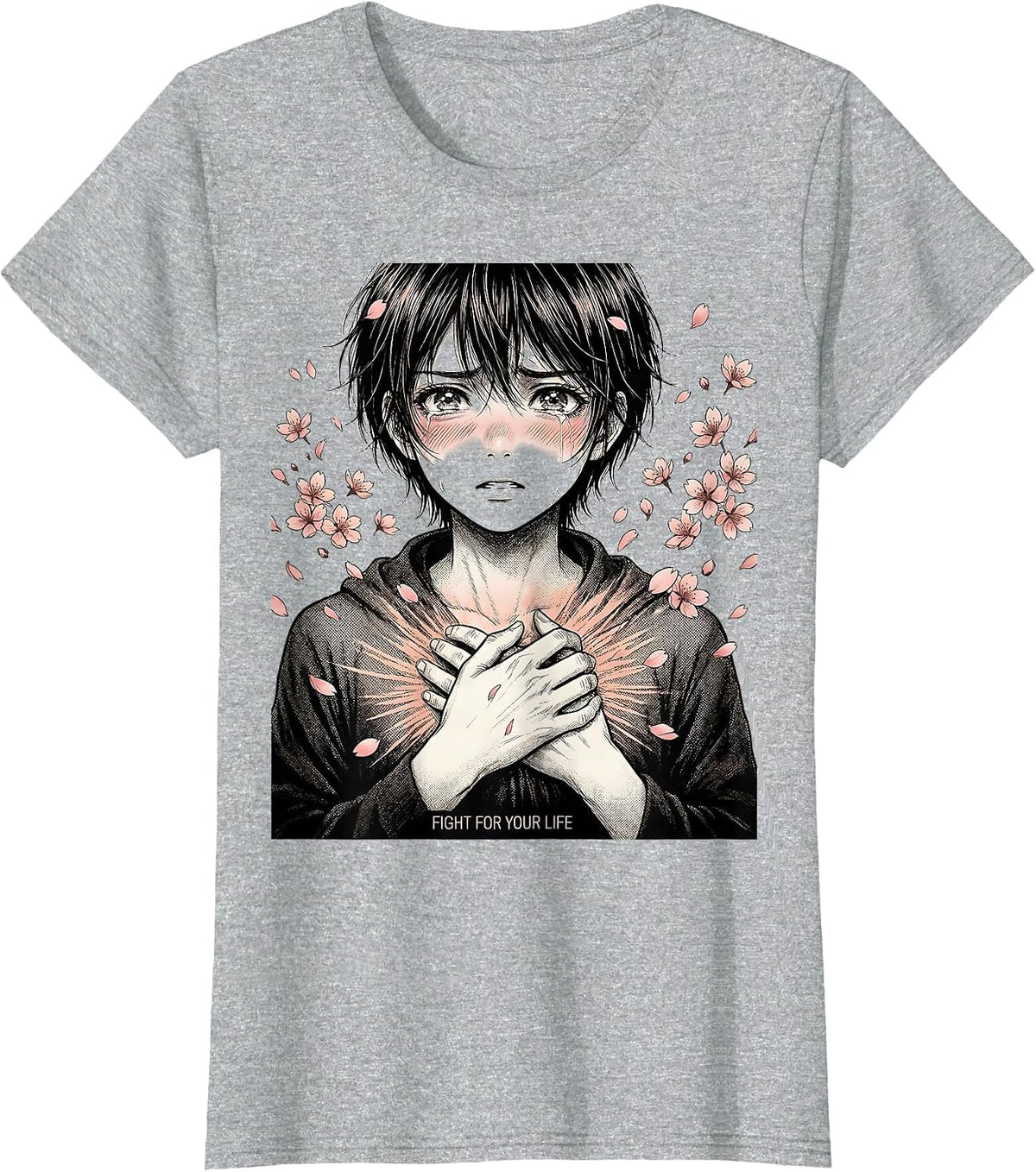 Women's Fight for Your Life Suicide Prevention Design T-Shirt - Heather Grey