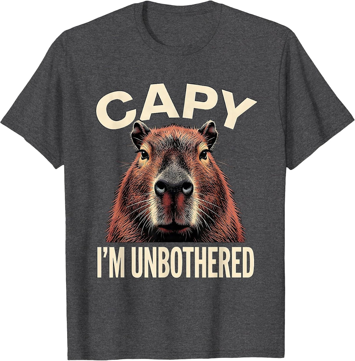 Men's capy, i'm unbothered Funny Capybara Animal Lover Meme Humor T-Shirt - Dark Heather Grey