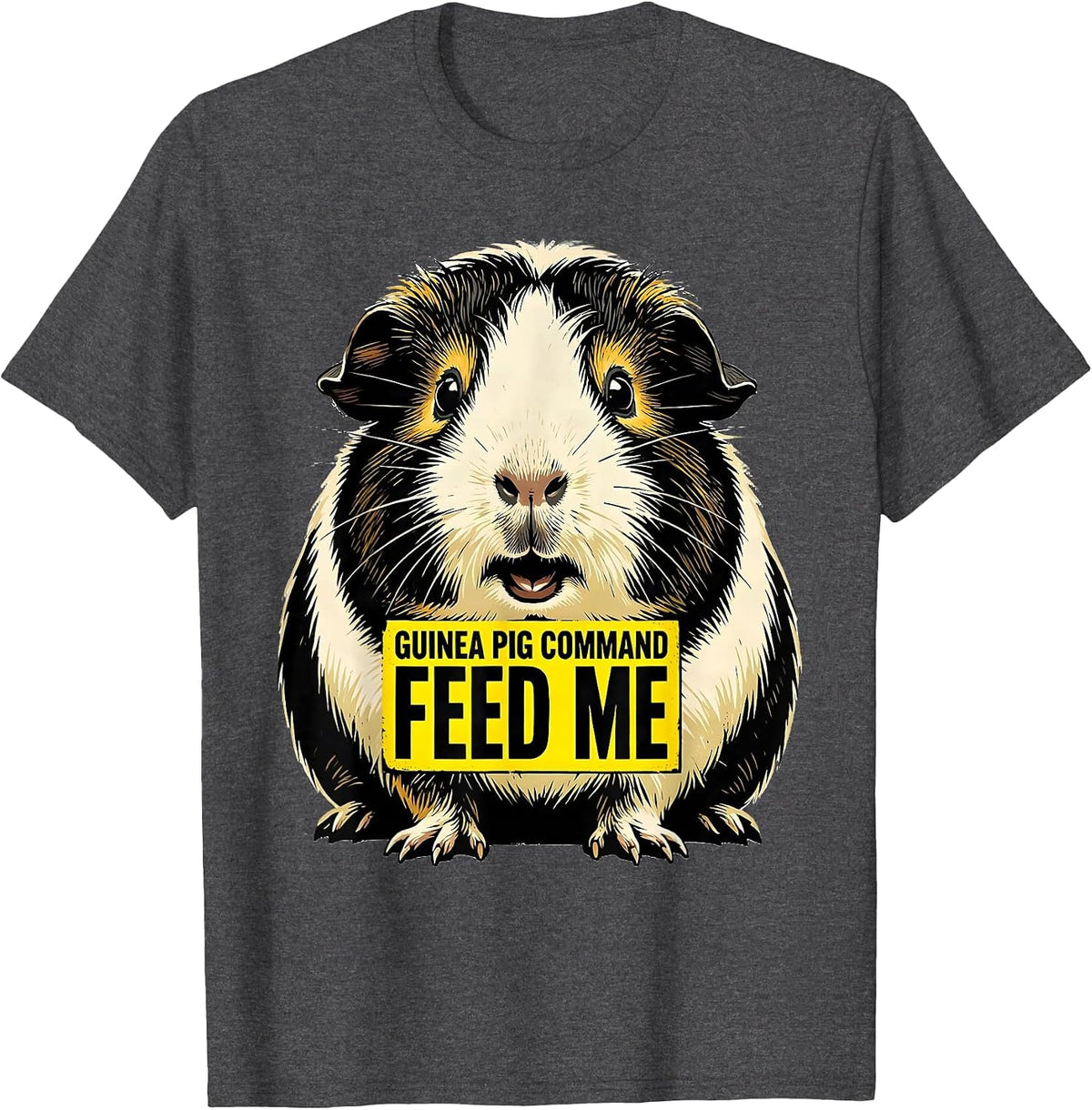 Men's Guinea Pig Command Feed Me Cute Pet Owner Humor T-Shirt - Dark Heather Grey
