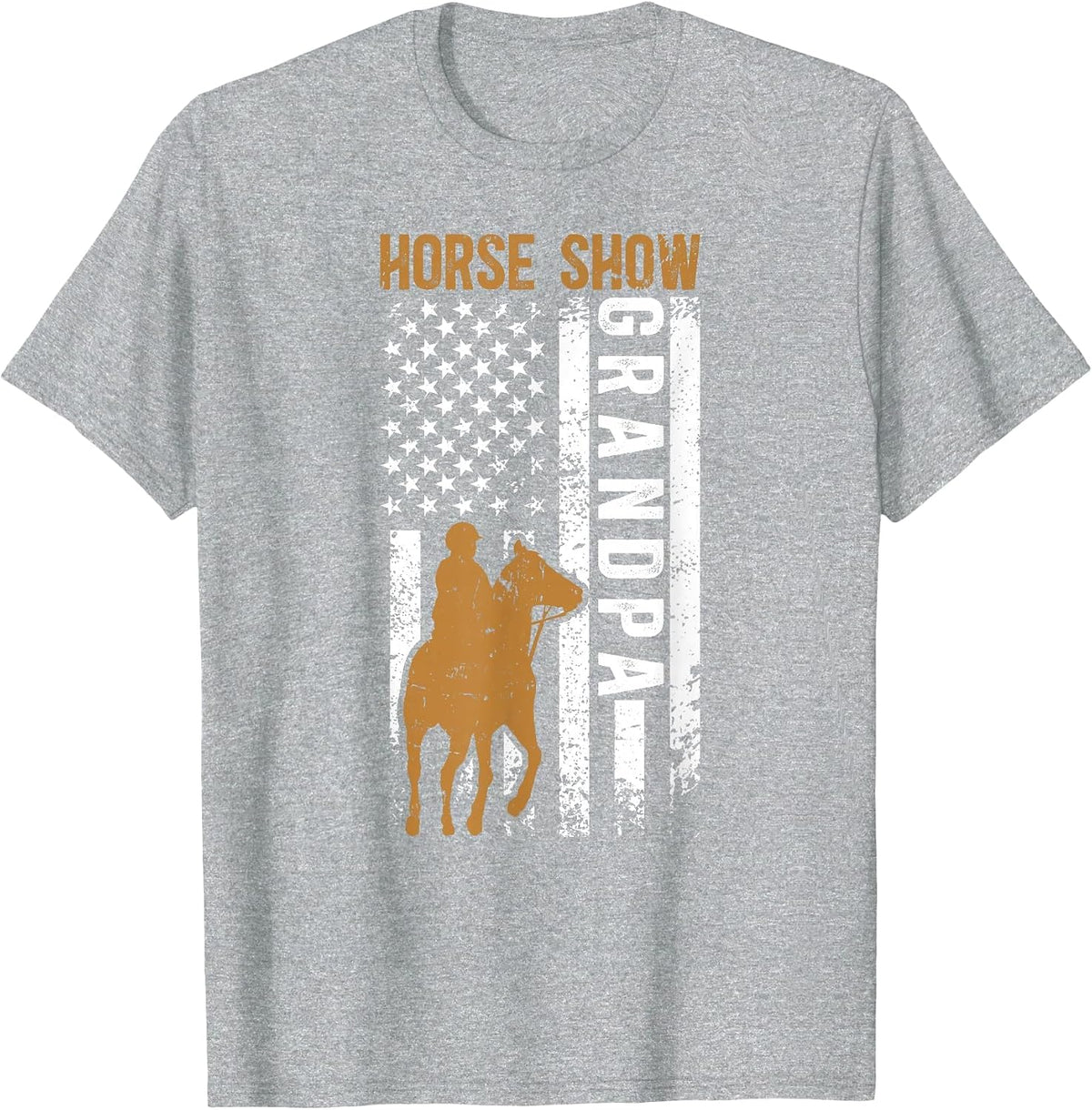 Horse Show Grandpa US Flag Equestrian Grandfather T-Shirt - Heather Grey