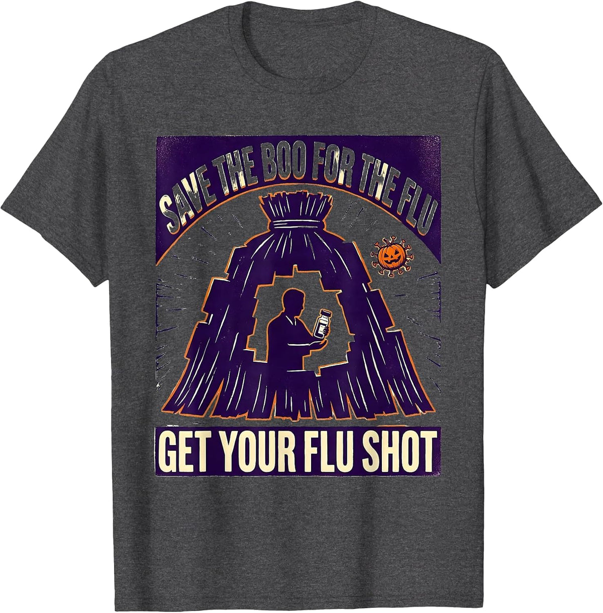 Men's Save The Boo For The Flu, Get Your Flu Shot Funny T-Shirt - Dark Heather Grey