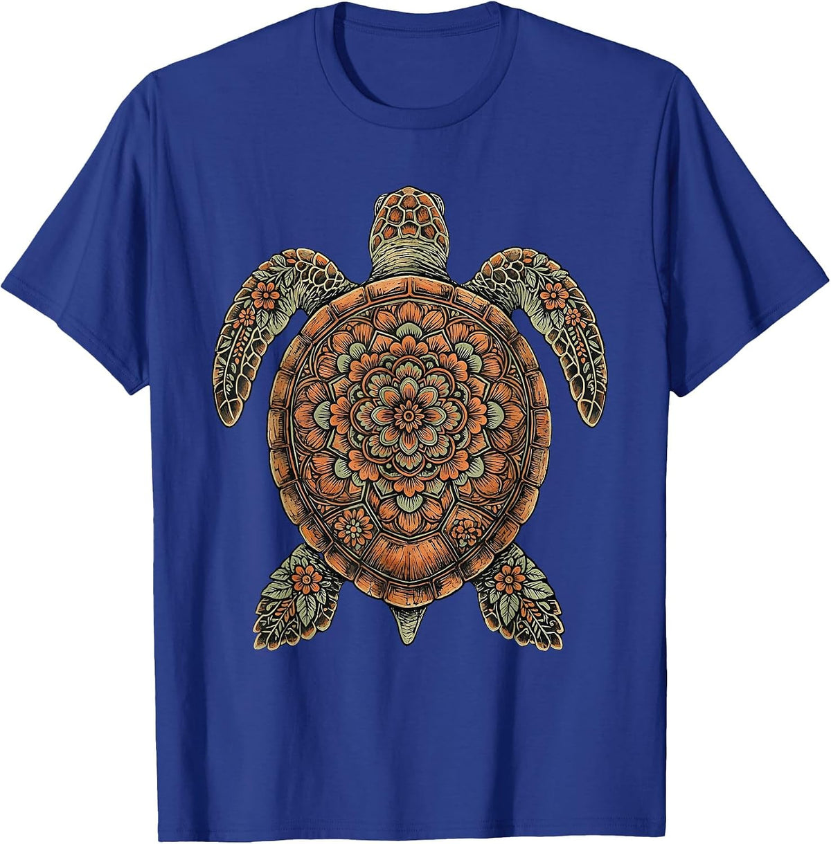 Men's Christian Sea Turtle Sunlit Ocean Illustration T-Shirt - Royal Blue