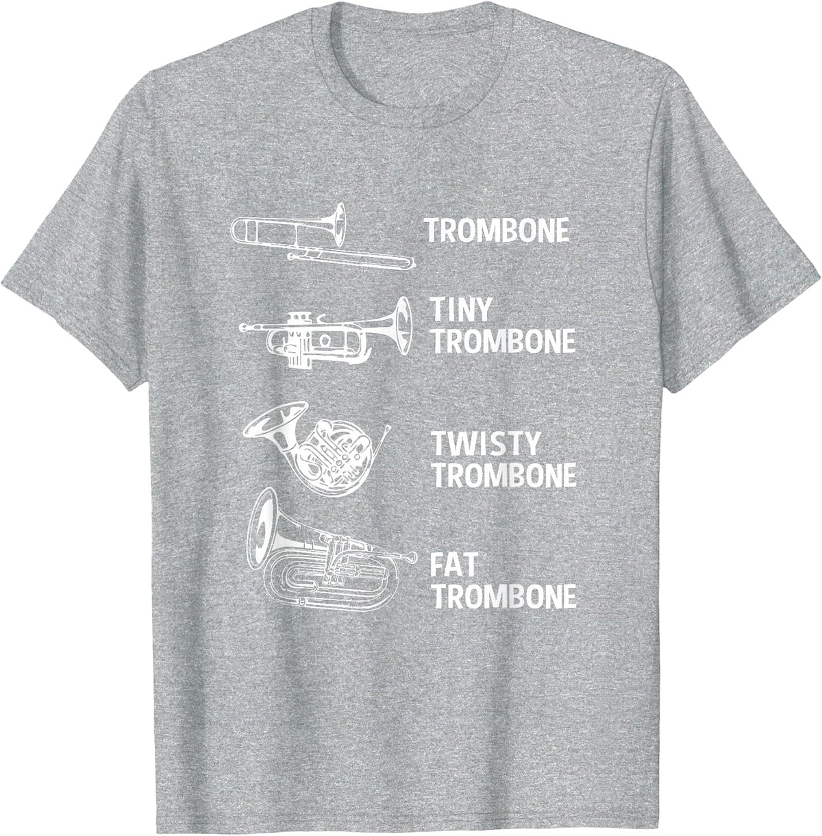 Types of Trombone Funny Trombone for Men T-Shirt - Heather Grey