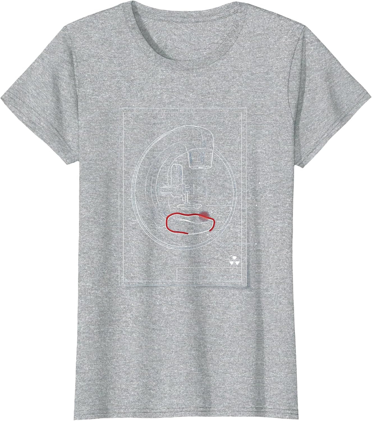 Radiology Tech Mammography Unit Blueprint Design T-Shirt - Heather Grey