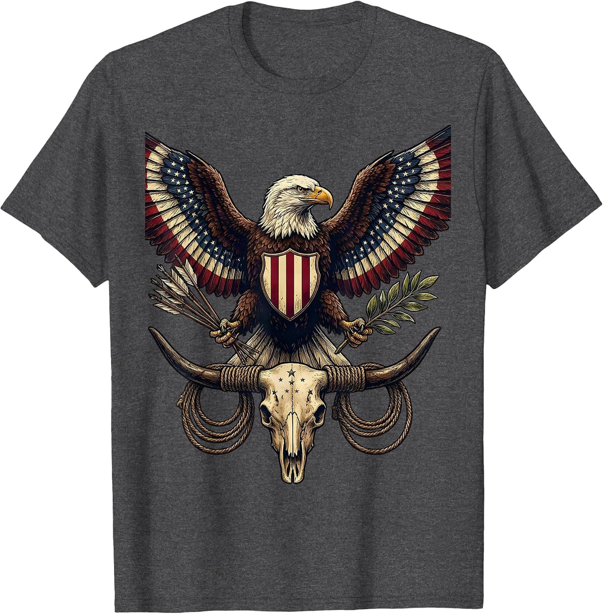 Men's USA 250th Anniversary Eagle Patriotic Graphic T-Shirt - Dark Heather Grey