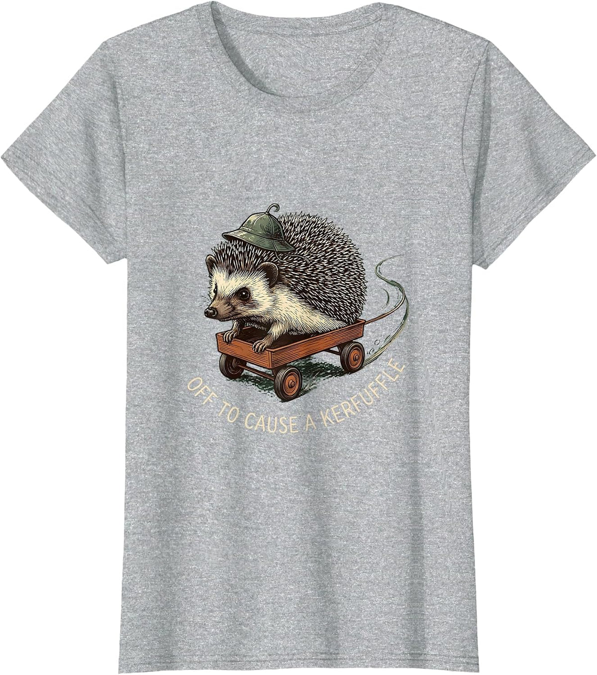 Off To Cause A Kerfuffle Funny Hedgehog Animal Meme Humor T-Shirt - Heather Grey