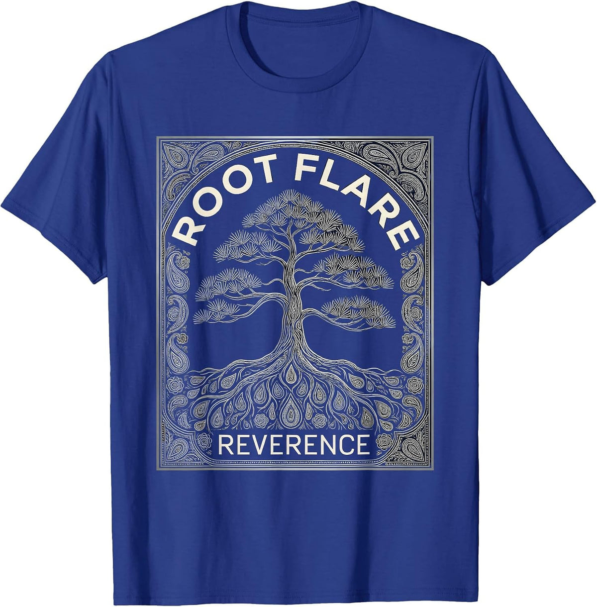 Root Flare Reverence Zen Bonsai Tree Japanese Meditation T-Shirt - Royal Blue