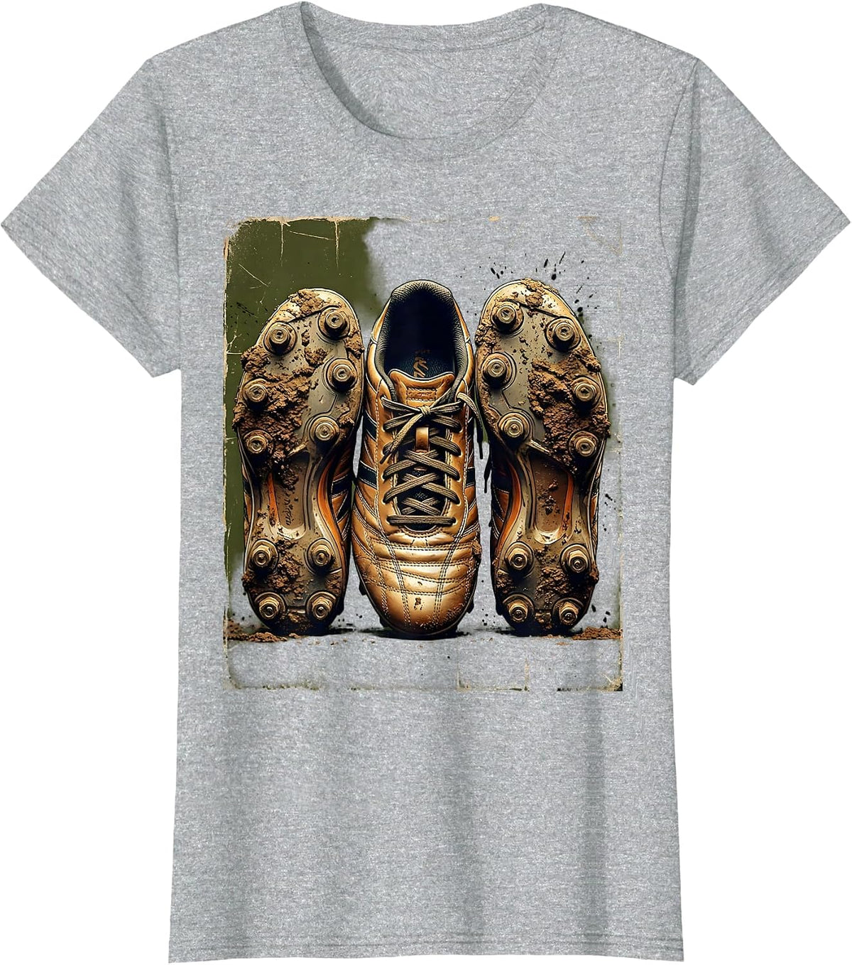 Women's Soccer Mom Muddy Cleats Graphic Tee T-Shirt - Heather Grey