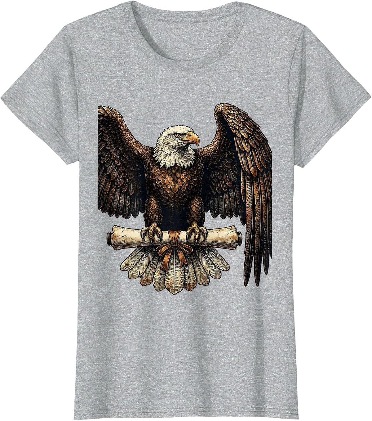 Eagle Clutching Diploma College Graduation Design T-Shirt - Heather Grey