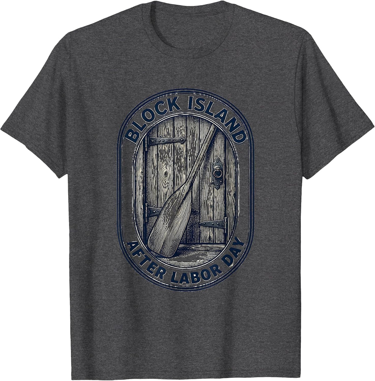 Block Island After Labor Day Vintage Coastal Town Pride T-Shirt - Dark Heather Grey