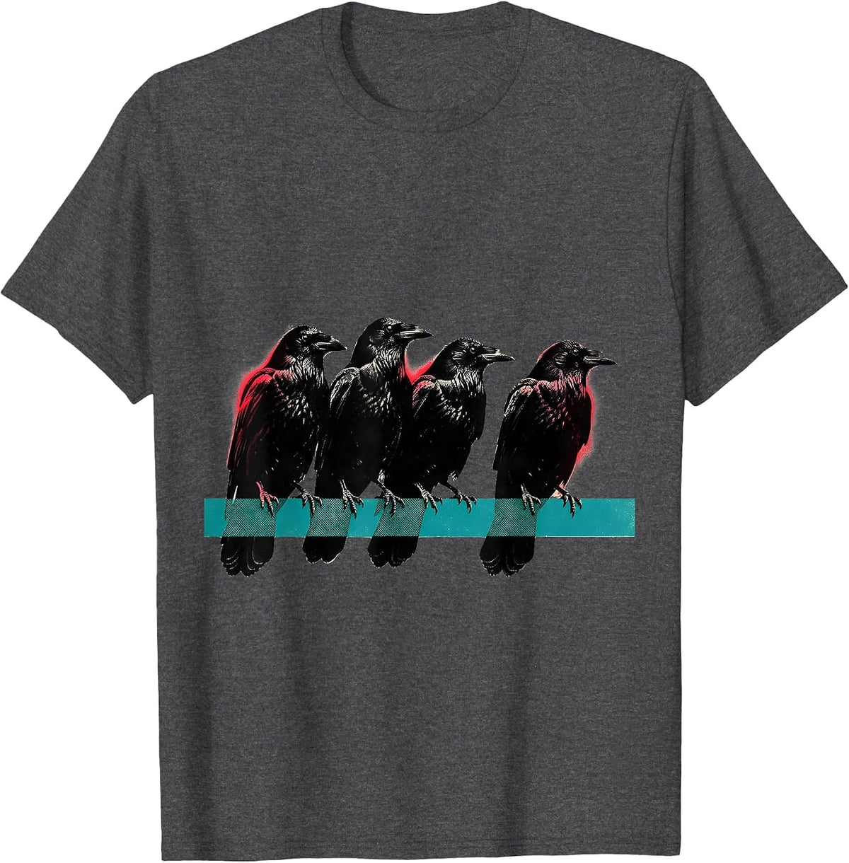 Crow Flock Silhouettes Dark Humor Gothic Bird Lover T-Shirt - Dark Heather Grey