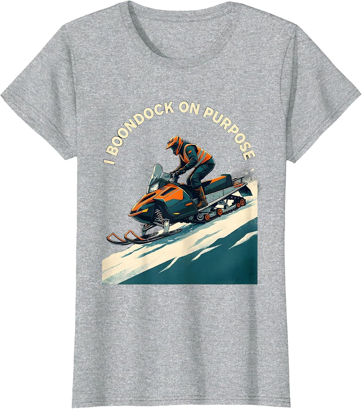 I Boondock On Purpose Funny Snowmobiling Snowmobile Rider T-Shirt - Heather Grey