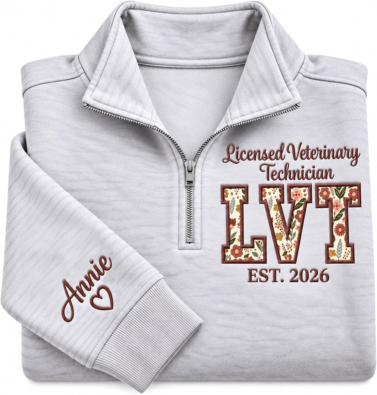 Custom Embroidered Profession Quarter Zip Sweatshirt, Personalized Workwear for Office, Clinic, Professional Gifts - Lvt
