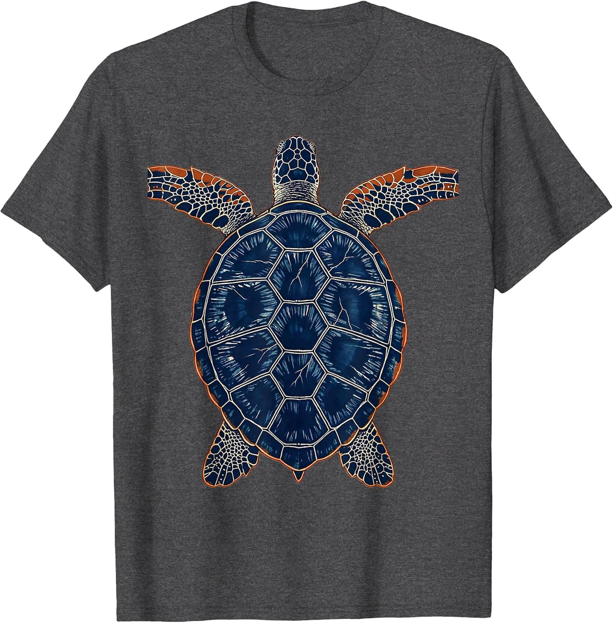 Men's Turtle Pushing Against Current Underwater Art T-Shirt - Dark Heather Grey