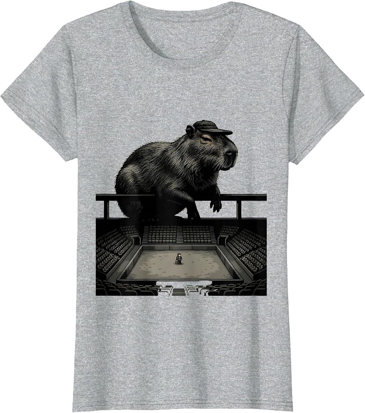 Capybara Gamer Humor Video Games Silhouette T-Shirt - Heather Grey