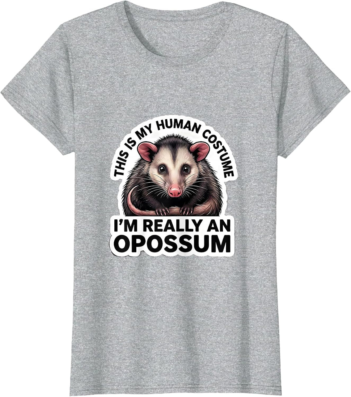 Women's This Is My Human Costume I'm Really An Opossum Halloween T-Shirt - Heather Grey