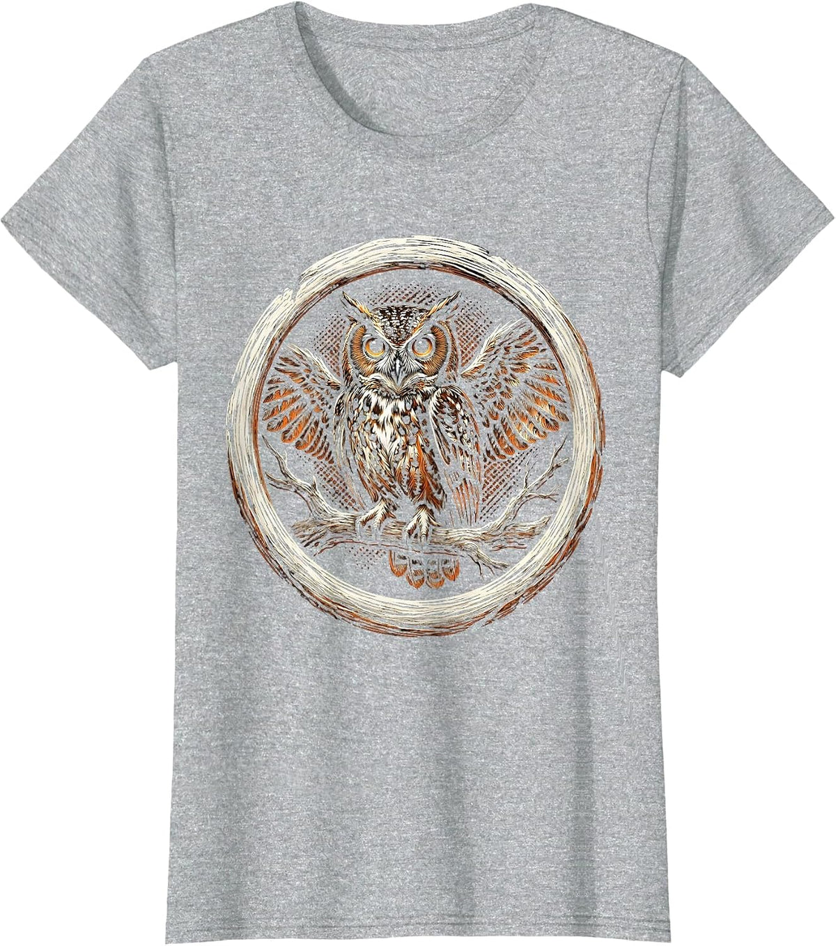 Women's Halloween Owl on Bare Branch Graphic T-Shirt - Heather Grey