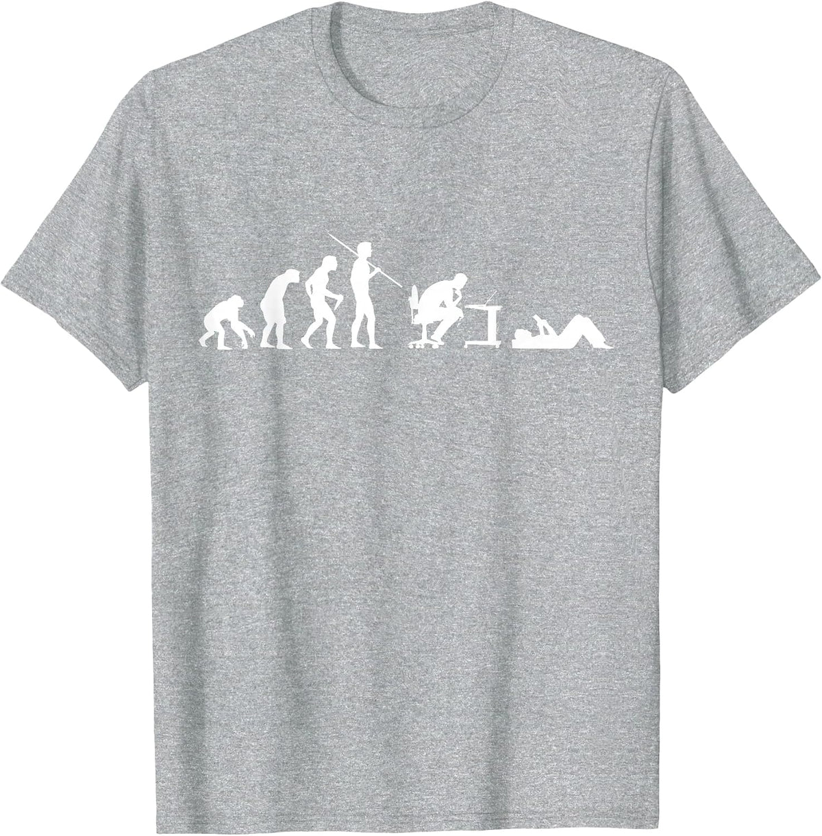 Evolution of Man Funny Geek Humor T-Shirt Mens Womens Kids T-Shirt - Heather Grey
