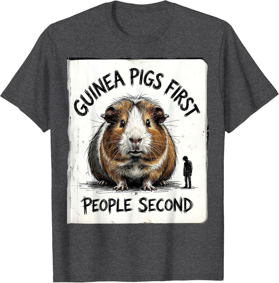 Men's Guinea Pigs First People Second Funny Pet Lover Gift T-Shirt - Dark Heather Grey