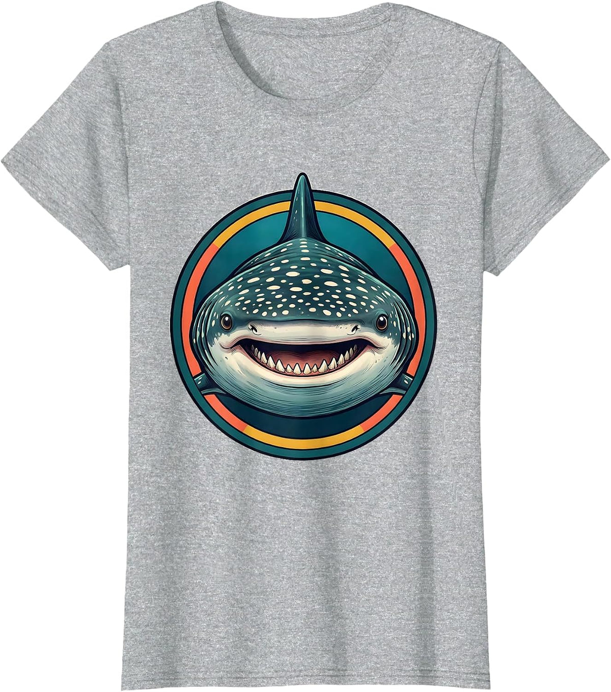 Whale Shark Head Playful Ocean Wildlife Enthusiast T-Shirt - Heather Grey