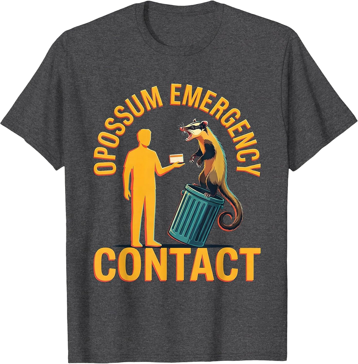 Opossum Emergency Contact Funny Possum Lover Meme Humor T-Shirt - Dark Heather Grey